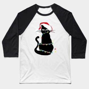 Christmas Lights Cat Baseball T-Shirt